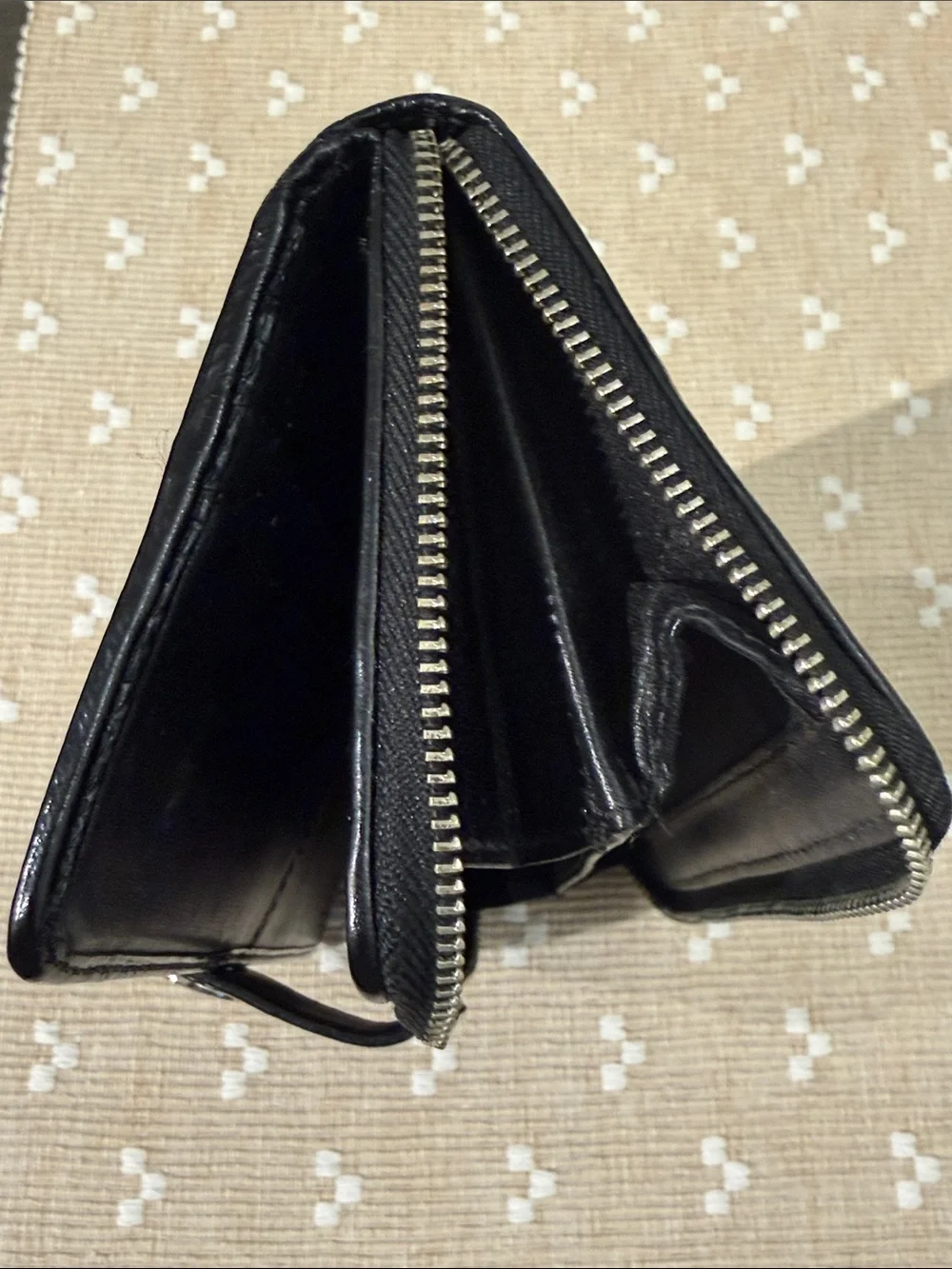 Coach Signature Jacquard Slim Envelope Wallet Black Gray Leather Trim OS